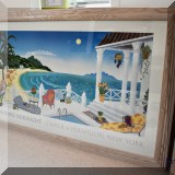 A07. Thomas McKnight Chalk & Vermillion ”Crescent Bay” print. Frame: 36”h x 58”w